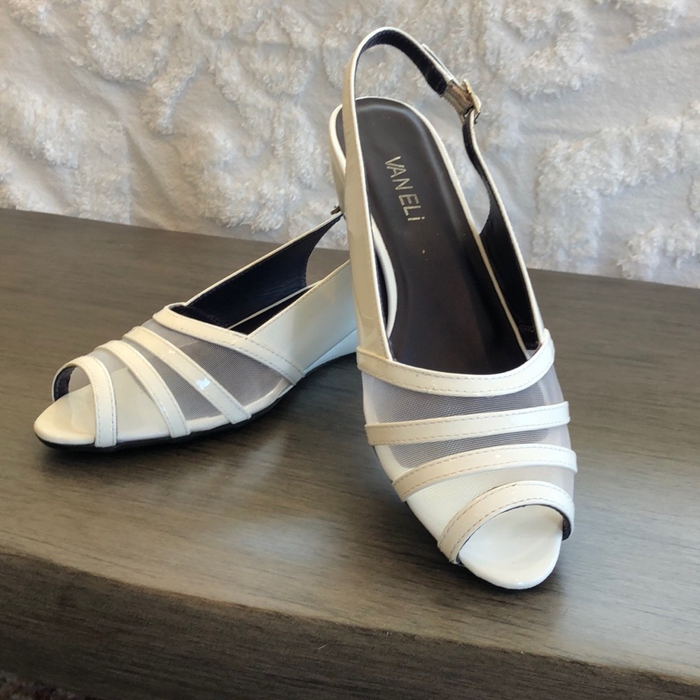 Vaneli Ellis White Patent Leather Shoe